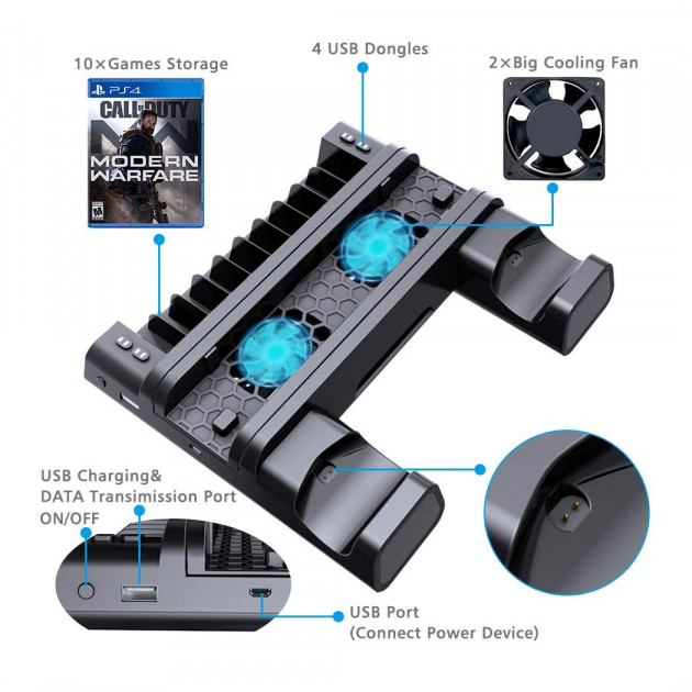 Подставка с охлаждением и зарядкой PS4/SLIM/PRO TP4-19076 DOBE