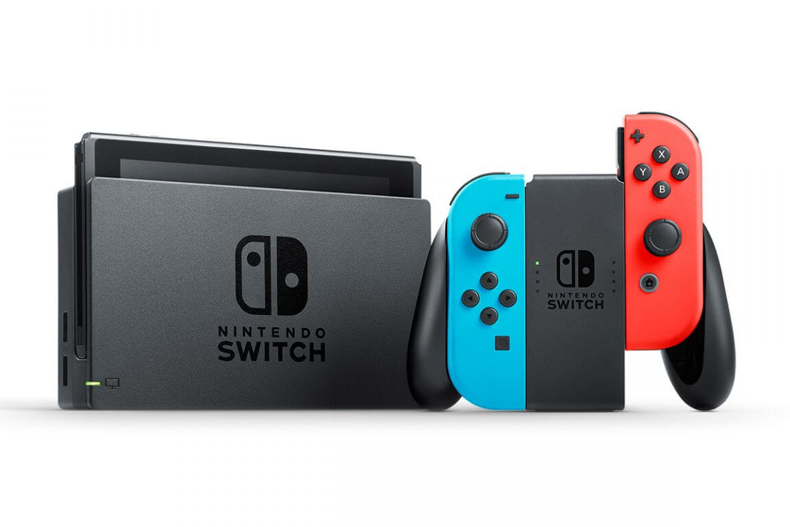 Nintendo Switch (неоновый красный / неоновый синий) + игра Just