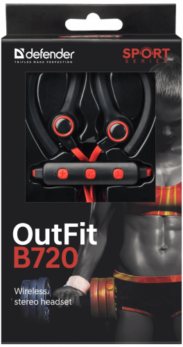 Беспроводная гарнитура OutFit B720 black+red, Bluetooth