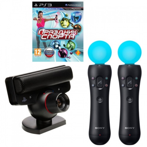 Игровой комплект PS3: Контроллер PS Move 2шт, Камера PS Eye, Праздник Спорта (диск)[Б.У АКСЕССУАРЫ]