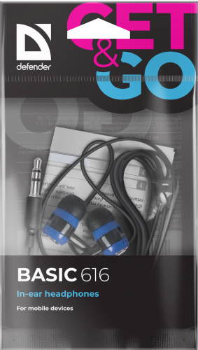 Наушники вставки Basic 616 black + blue[НАУШНИКИ/ГАРНИТУРЫ]