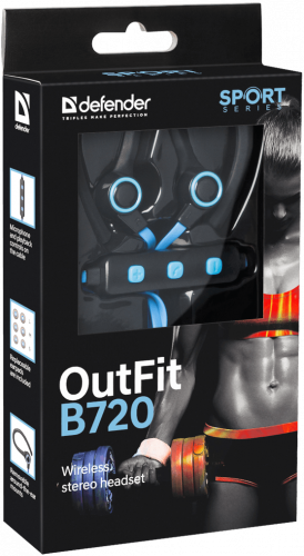 Беспроводная гарнитура OutFit B720 black+blue, Bluetooth